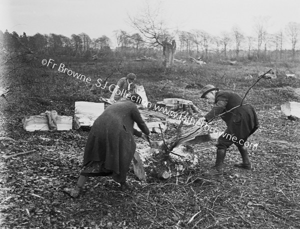 MAN & WOMAN CHOPPING WOOD